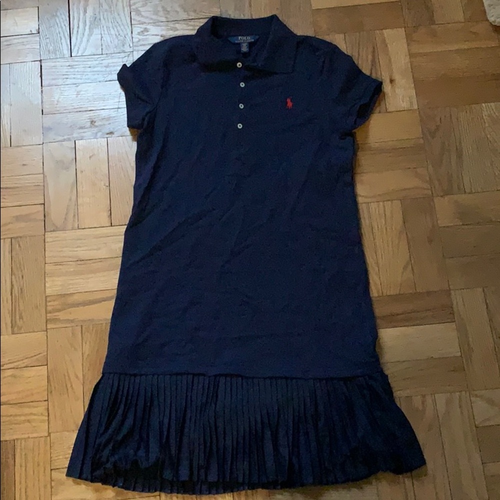 Polo Ralph Lauren navy dress with pleated bottom